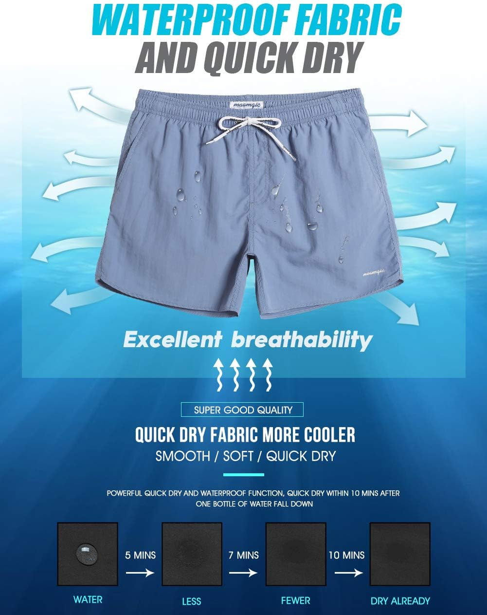 Boys Swim Trunks with Compression Liner 4-Way Stretch Quick Dry Swim Shorts Swimming Trunks Toddler Boy