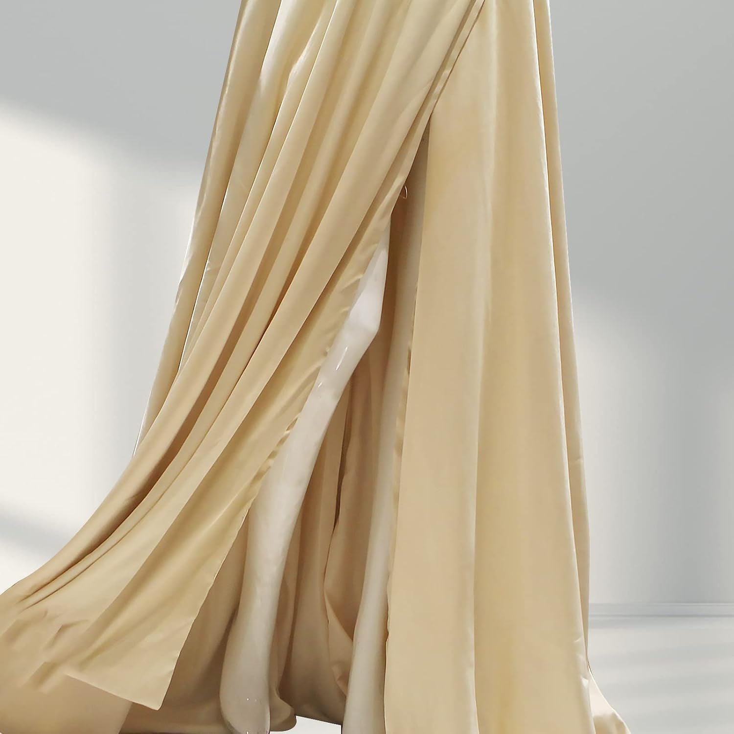 Women'S a Line Spaghetti Strap Wrap Prom Dresses Long Slit Ball Gown Formal Evening Dress with Pockets Navy Blue US8