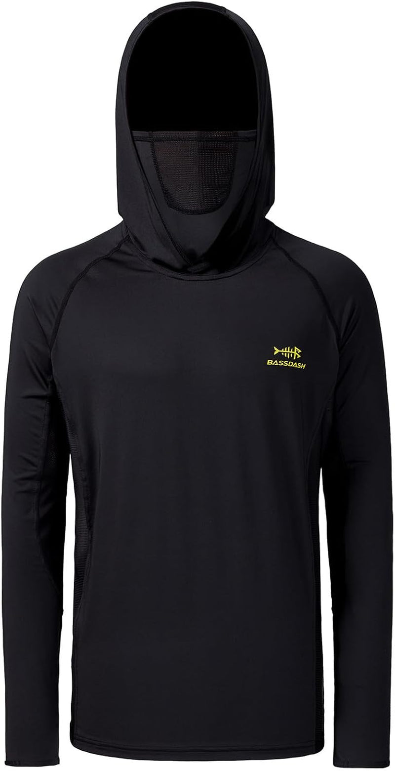 UPF 50+ Men’S Long Sleeve Fishing Shirt with Mask UV Neck Gaiter Hoodie